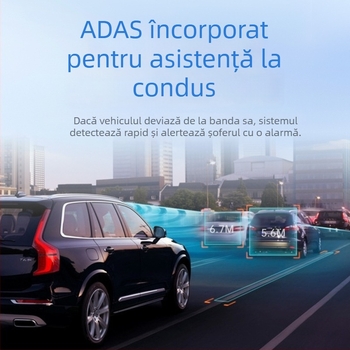Cameră de bord 4K cu Wi-Fi, înregistrare duală față–spate, monitorizare a parcării 24 de ore