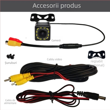 Cameră universală de vizionare în spate 12V, cu viziune nocturnă HD și iluminare LED de 12 pentru vehicule