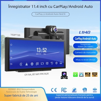 Cameră auto 10,25 inch cu navigație CarPlay și ecran portabil — înregistrare HD
