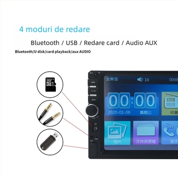 MP5 auto, ecran de 7 inch, cu CarPlay, Android Auto, Bluetooth și slot pentru card SD