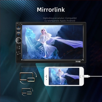 7018B Ecran CarPlay de 7 inch, navigație pentru mers înapoi și MP5 Bluetooth player