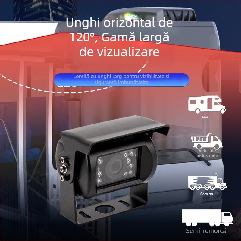 Registrator de camion cu viziune de noapte infraroșu, cameră panoramică pentru unghiuri moarte și vedere de recul