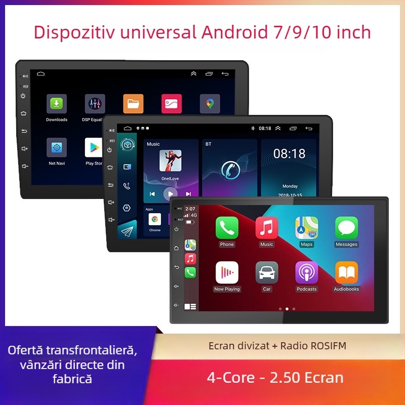 Unitate navigare auto Android universală cu ecran mare de 7/9/10 inci, Bluetooth radio și multimedia