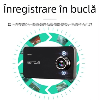 Camera auto DVR HD nocturnă, ecran ascuns de 2,2 inch, 1080p, unghi 140°, înregistrare ciclică, montaj pe parbriz
