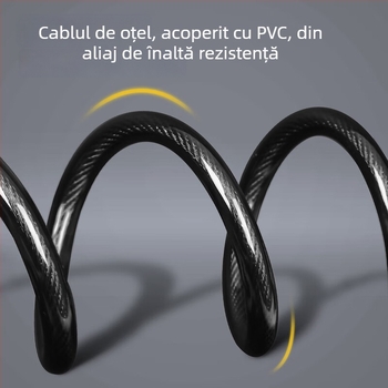 Lacăt pentru bicicletă Deli cu cod de cinci cifre, cablu din oțel gros, antifurt pentru biciclete electrice și de munte, model DL508011