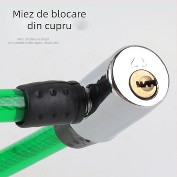 Lacăt pentru bicicletă din sârmă de oțel, inel circular, anti-furt