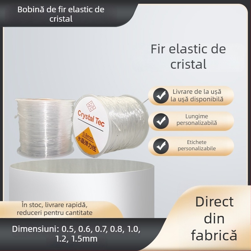 Cordon elastic TPU pentru bijuterii – mărgele de cristal pentru brățări și coliere, șnur tricotat manual, DIY