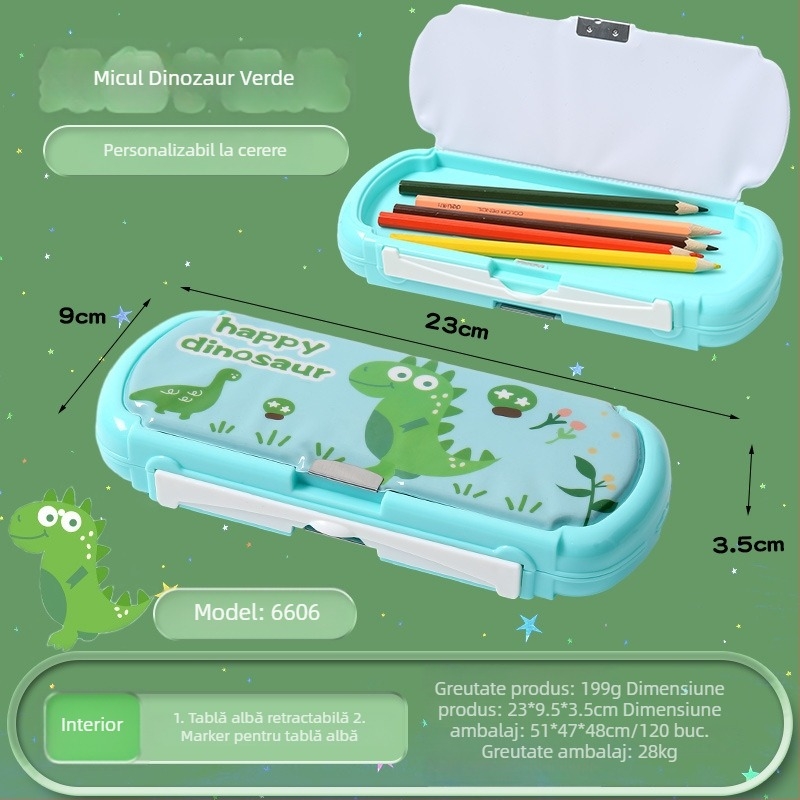Cutie multifuncțională pentru rechizite, cu tablă albă, albastră, cu personaje de desene animate pentru creioane