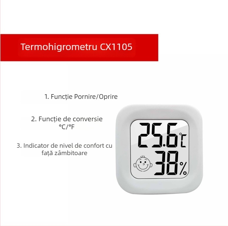 Mini monitor de temperatură și umiditate cu înregistrator Bluetooth pentru laboratoare și dulapuri frigorifice