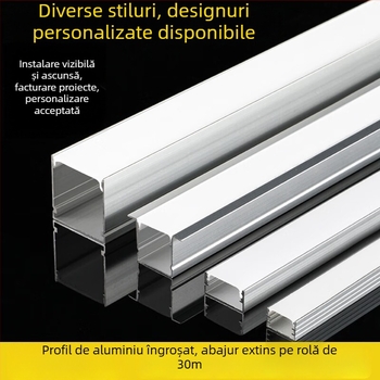 Lumină LED liniară cu canal din aluminiu și capac PC – montaj pe suprafață și încastrare, canal în formă de U pentru bandă LED