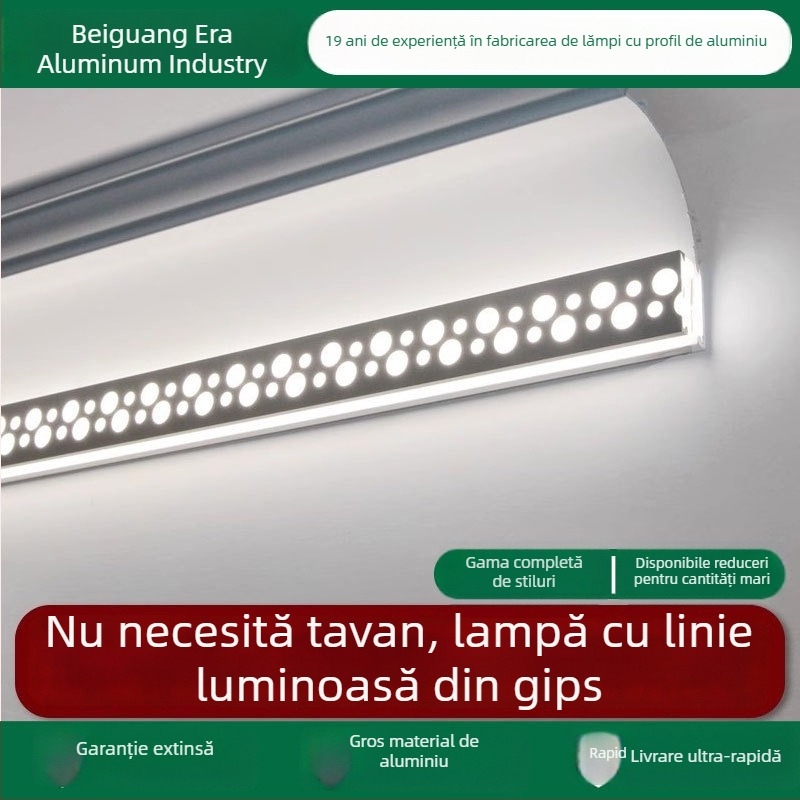 Lumină de linie din ipsos montată pe suprafață pentru colțul tavanului sufrageriei, bandă decorativă de colț cu două fețe