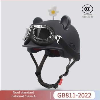Cască 3C certificată pentru vehicule electrice, tip half-helmet, ABS, model 2025, protecție solară de vară, pentru toate anotimpurile