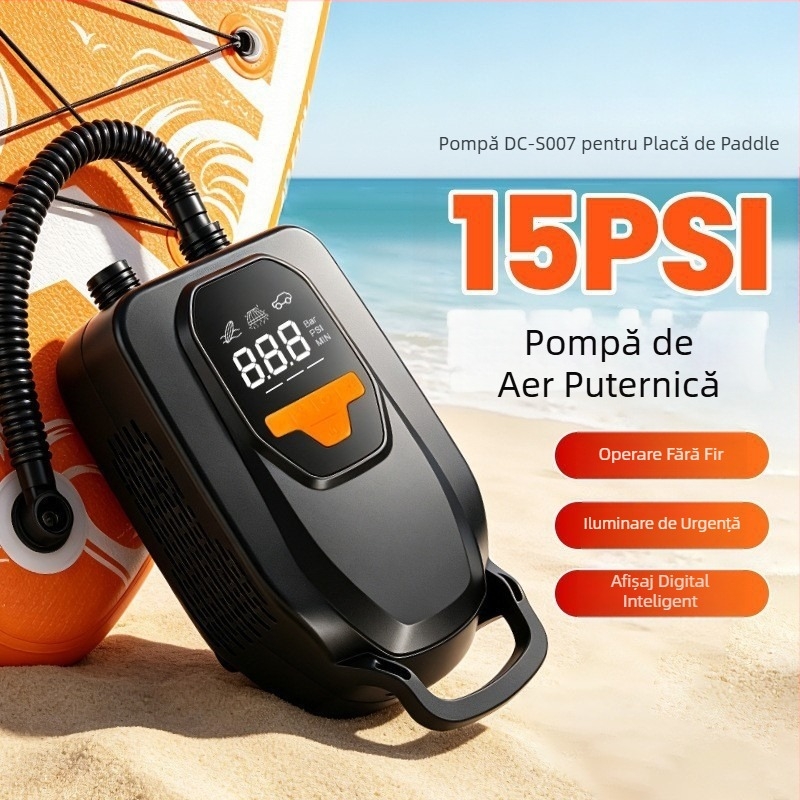 Pompa de aer montată pe mașină, pompă multifuncțională pentru plăci SUP și caiac, umflător fără fir