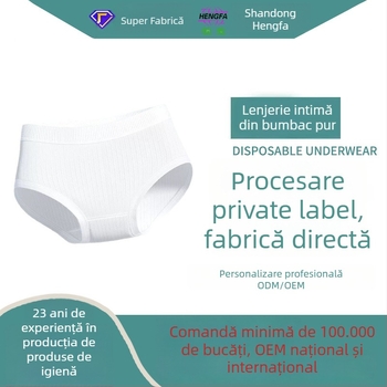 Chiloți de unică folosință pentru femei, postnatal, 100% bumbac, steril, fără spălare, antibacterian 5A, șorturi de unică folosință zilnice, producție OEM etichetă privată