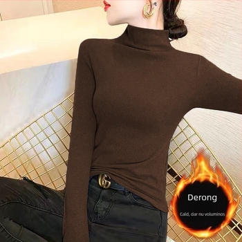 Tricou termic pentru femei De Velvet, cu guler semi-înalt, mâneci lungi, călduros