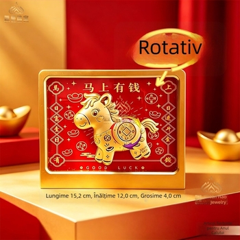 Ornament de birou rotativ din aur 999 pentru atragerea bogăției — stil chinezesc