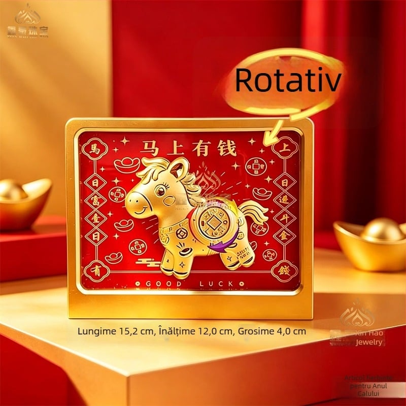 Ornament de birou rotativ din aur 999 pentru atragerea bogăției — stil chinezesc