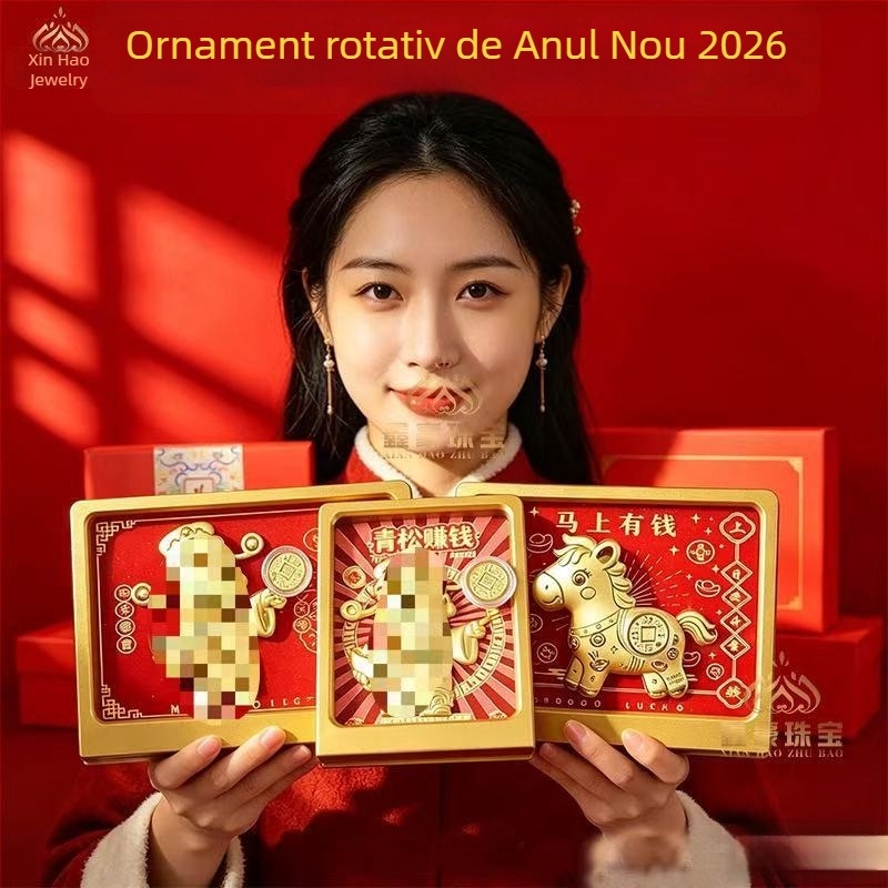 Ornament de birou rotativ din aur 999 pentru atragerea bogăției — stil chinezesc