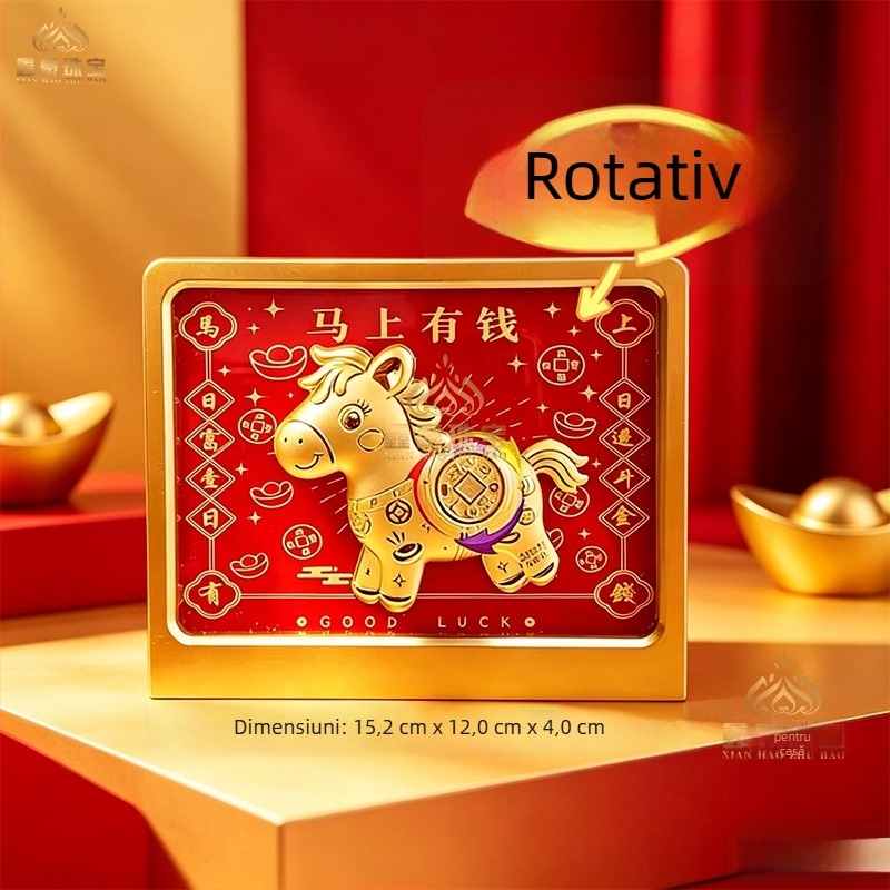 Ornament de birou rotativ din aur 999 pentru atragerea bogăției — stil chinezesc