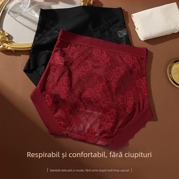 Chiloți din dantelă talie înaltă pentru femei, controlul abdomenului și ridicarea feselor, model 2026