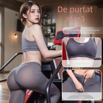 Set nou de lenjerie sexy din mătase de gheață, pantaloni de yoga cu deschidere frontală și top elastic