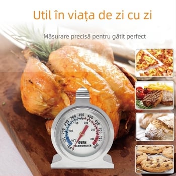 Termometru de cuptor bi-metalic din oțel inoxidabil, bucătărie pentru coacere, temperaturi înalte