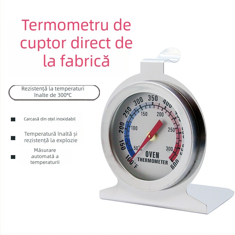 Termometru de cuptor bi-metalic din oțel inoxidabil, bucătărie pentru coacere, temperaturi înalte