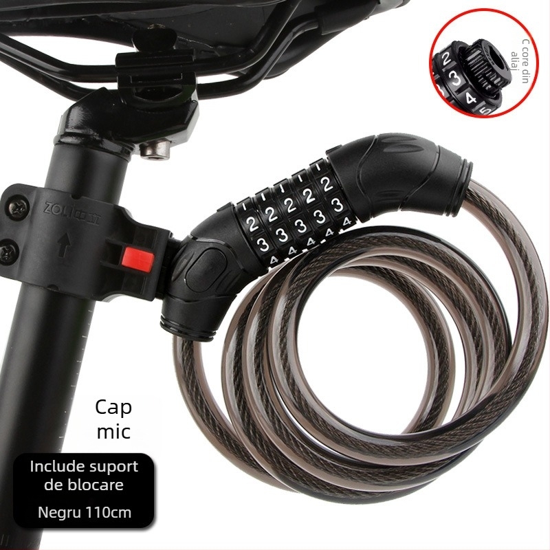 Încuietoare portabilă cu combinație anti-furt pentru biciclete de munte și biciclete electrice
