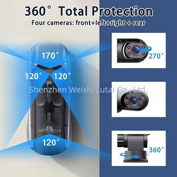 Y108 dash cam cu patru lentile, 1080p, camere față, stânga, dreapta și spate cu imagine de marșarier