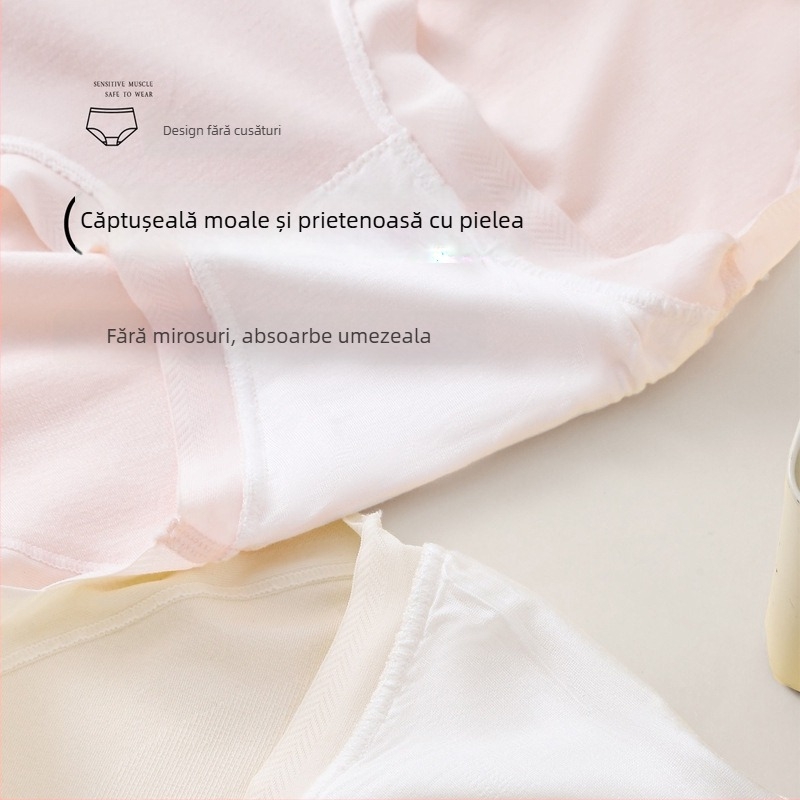 Lenjerie intimă feminină fără cusuri, talie înaltă, controlul abdomenului, antibacterian, croi extins, culoare solidă, model 2026