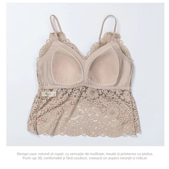 Bustier din dantelă în stil franțuzesc, cupe căptușite și bază-vestă integrată, spate frumos