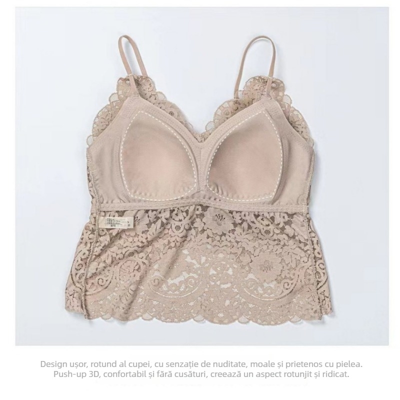 Bustier din dantelă în stil franțuzesc, cupe căptușite și bază-vestă integrată, spate frumos