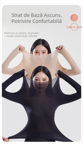 Tricou termic de bază pentru iarnă, ultra-subțire, foarte elastic, prietenos cu pielea, respirabil, antistat, aderent, guler rotund