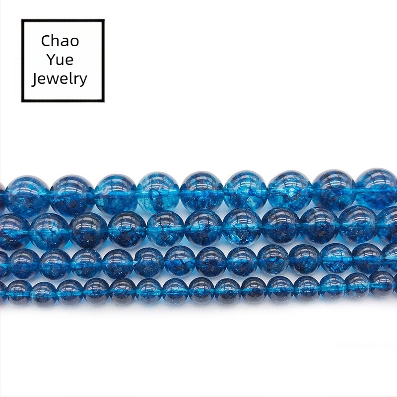 Mărgele libere din cristal crackle albastre naturale pentru bijuterii DIY: colier, cercei, pandantiv, brățară