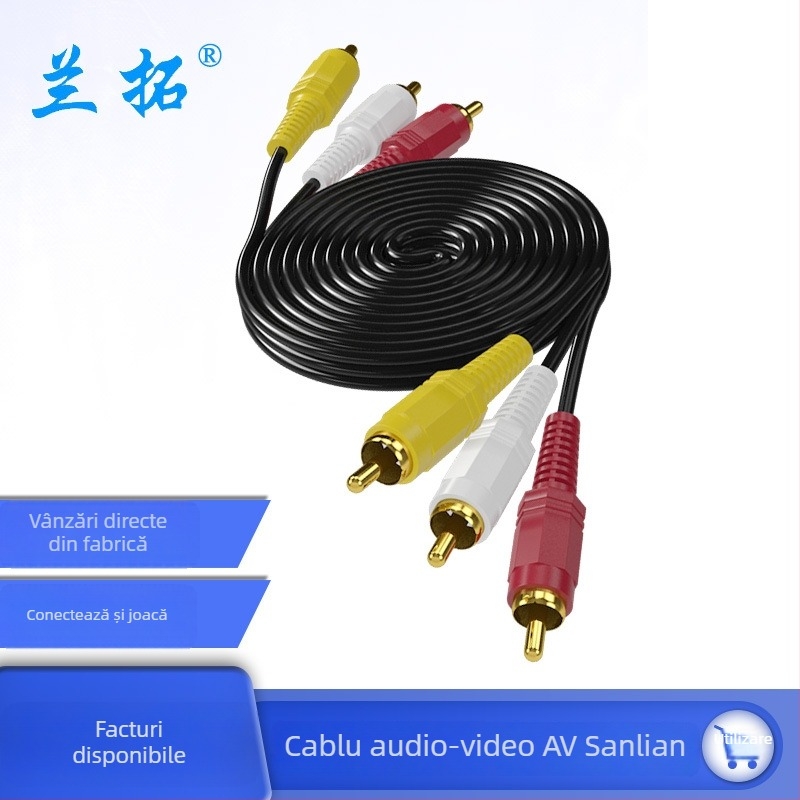 Cablu audio/video 3RCA la 3RCA cu conectori roșii, albi și galbeni