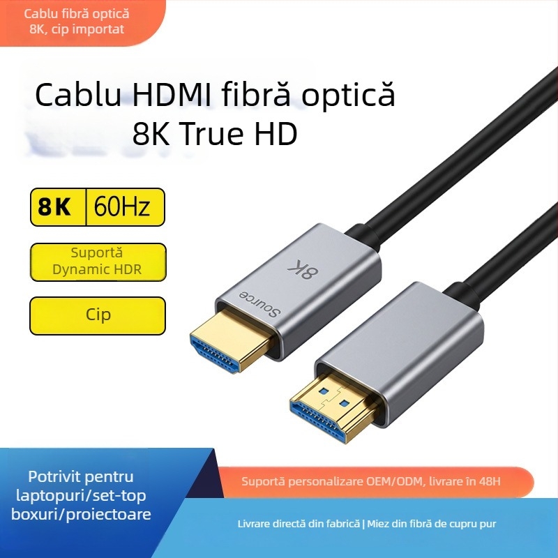 Cablu HDMI din fibră optică 8K60Hz, înaltă definiție pentru televizor, PC, laptop și proiector, HDMI 2.1