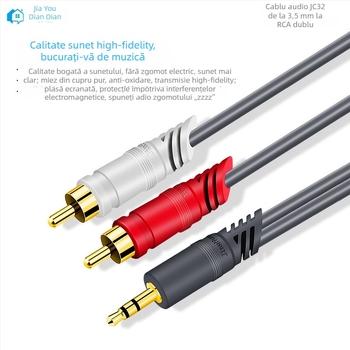 Cablu audio 3,5 mm la 2 x RCA pentru difuzoare PC, lungime 1,5 m