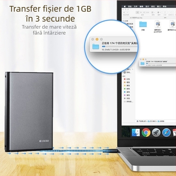 Casetă externă pentru hard disk de 2,5 inchi USB 3.0, aliaj de aluminiu, pentru SATA SSD/HDD, portabil, gri metalic
