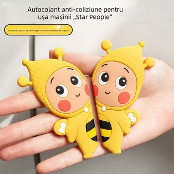 Autocolant anti-coliziune pentru ușile mașinii, design albinuță, protecție împotriva zgârieturilor caroseriei, autocolant de protecție, decor interior cu stele