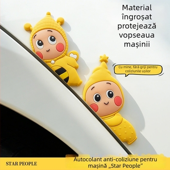 Autocolant anti-coliziune pentru ușile mașinii, design albinuță, protecție împotriva zgârieturilor caroseriei, autocolant de protecție, decor interior cu stele