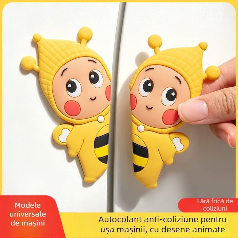 Autocolant anti-coliziune pentru ușile mașinii, design albinuță, protecție împotriva zgârieturilor caroseriei, autocolant de protecție, decor interior cu stele