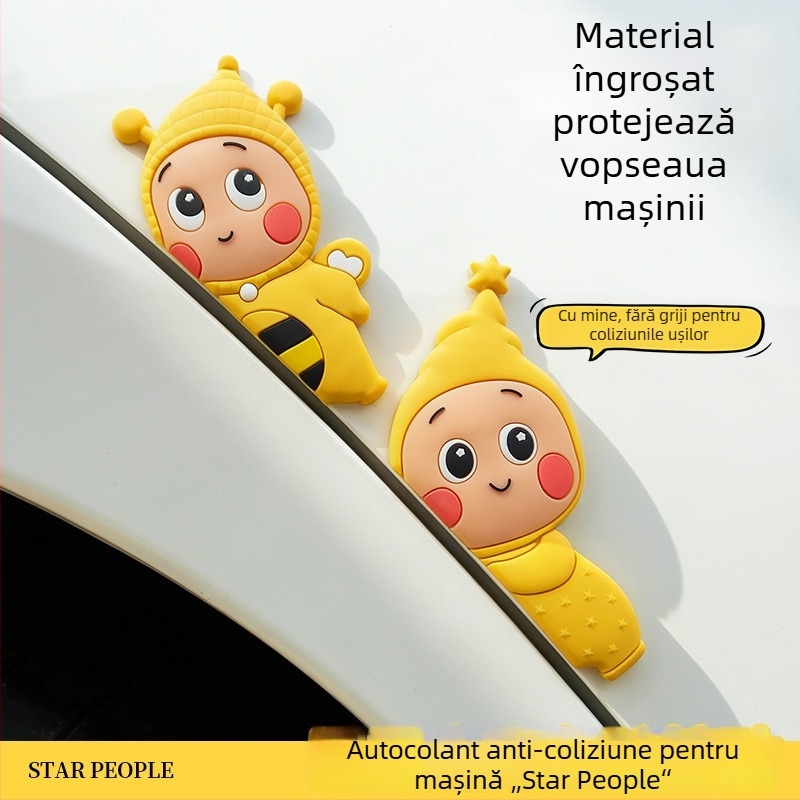Autocolant anti-coliziune pentru ușile mașinii, design albinuță, protecție împotriva zgârieturilor caroseriei, autocolant de protecție, decor interior cu stele