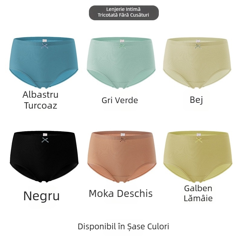 Chiloți femei fără cusătură, margine din dantelă de bumbac, crotch antibacterian, confortabili și respirabili, talie medie, acoperă șoldurile