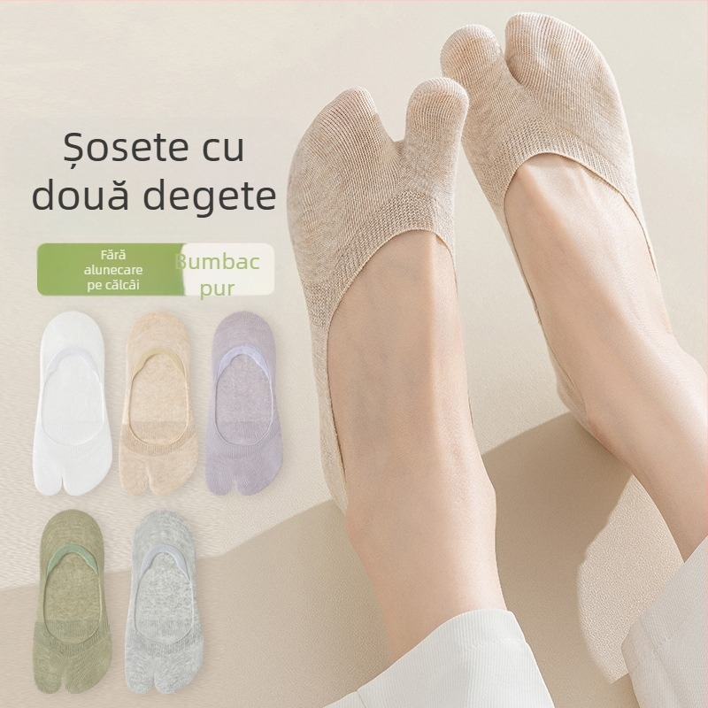 Șosete invizibile pentru femei, cu separare a degetelor, din bumbac respirant, subțiri, stil boat, pentru vară