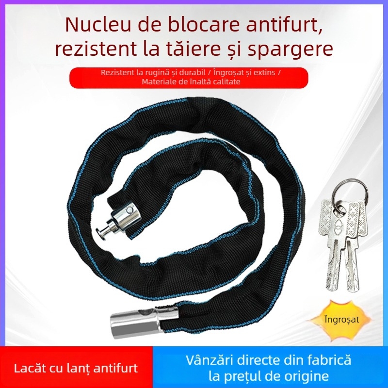 Încuietoare de bicicletă cu lanț și nucleu din cupru, portabilă, anti-furt