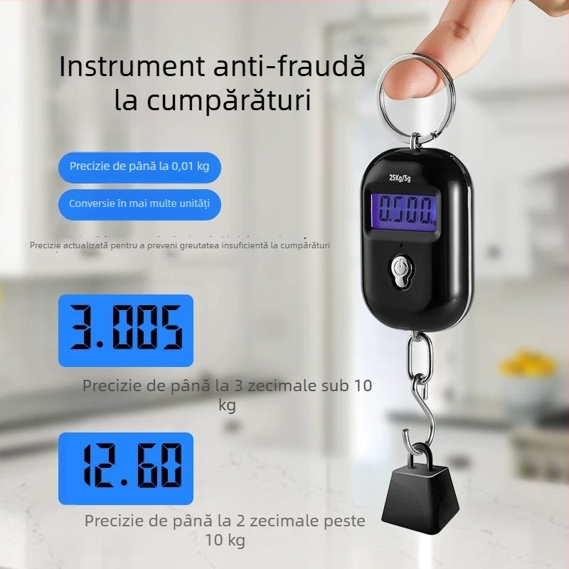 Cântar electronic mini portabil, cu precizie înaltă pentru bagaje, cântar suspendat cu arc