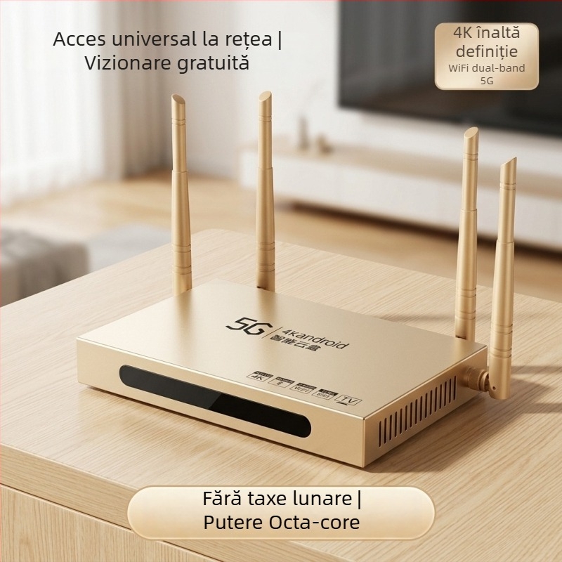 Box TV de rețea pentru casă, 4K, Wi‑Fi și oglindire a ecranului