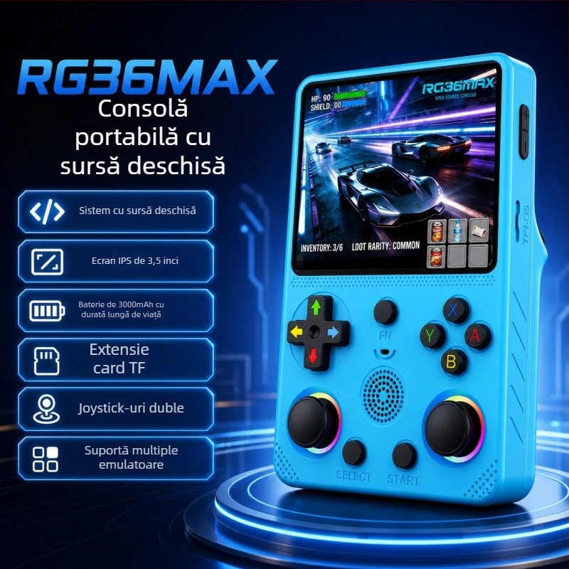 RG36Max consolă portabilă open-source, retro nostalgică, ecran HD