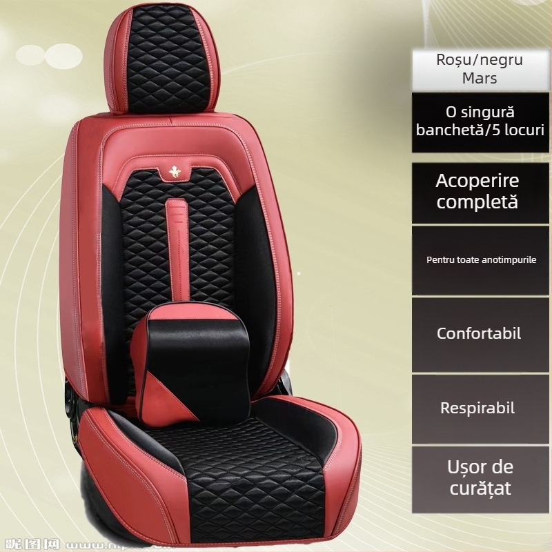 Husa universală pentru scaun auto, toate anotimpurile, pentru vehicule cu cinci locuri, tapițerie din țesătură