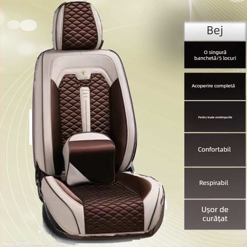 Husa universală pentru scaun auto, toate anotimpurile, pentru vehicule cu cinci locuri, tapițerie din țesătură